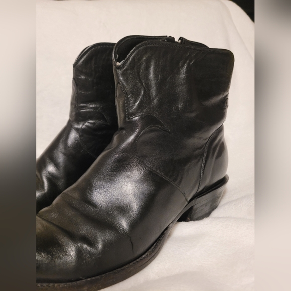 Lucchese Women's Genuine Black Leather Ankle Zip Boots Size 7B - Picture 7 of 15